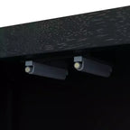 Buffet 4 portes en rotin noir/naturel style bohème, assemblage 1 personne