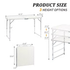 Table pliante rectangulaire ajustable en argent pour 2 personnes