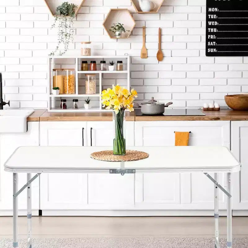 Table pliante rectangulaire ajustable en argent pour 2 personnes