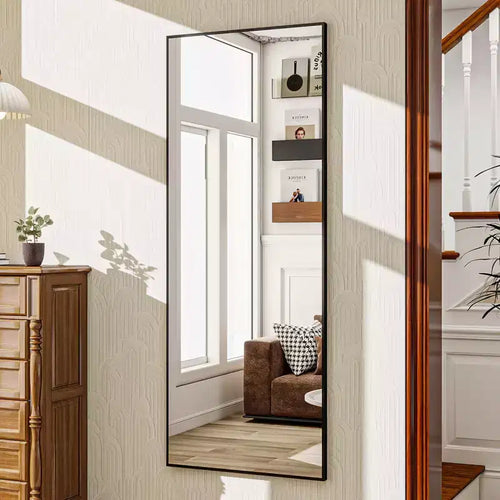 Miroir psyché rectangulaire autoportant noir/doré, 1 personne
