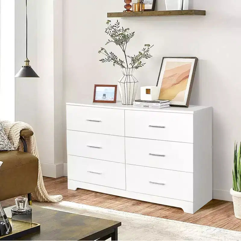 Commode blanche à 6 tiroirs, 1 personne
