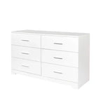 Commode blanche à 6 tiroirs, 1 personne