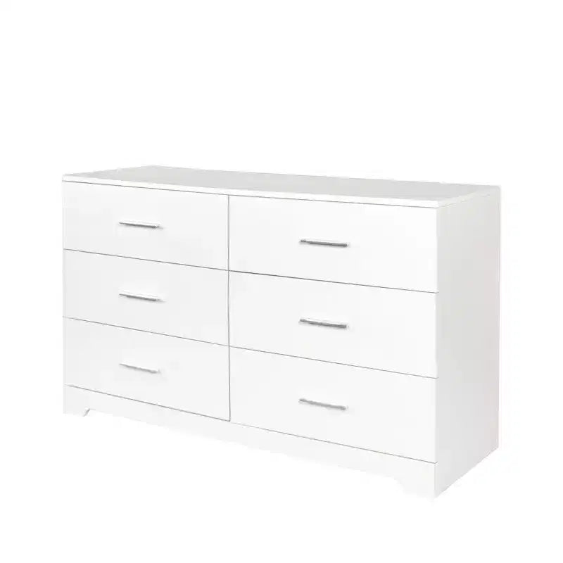 Commode blanche à 6 tiroirs, 1 personne