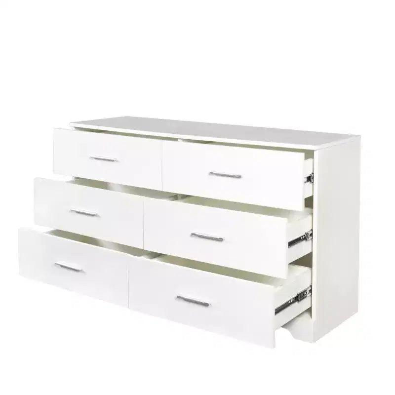 Commode blanche à 6 tiroirs, 1 personne