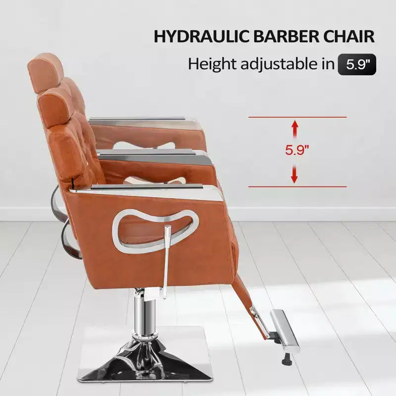 Fauteuil de salon de coiffure inclinable noir/marron, pivotant hydraulique, 1 personne