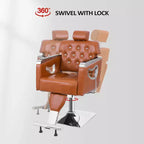 Fauteuil de salon de coiffure inclinable noir/marron, pivotant hydraulique, 1 personne