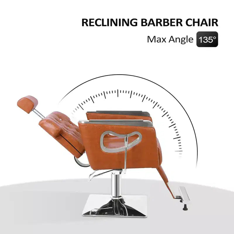 Fauteuil de salon de coiffure inclinable noir/marron, pivotant hydraulique, 1 personne