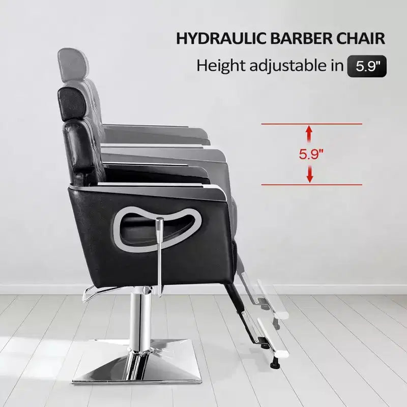Fauteuil de salon de coiffure inclinable noir/marron, pivotant hydraulique, 1 personne