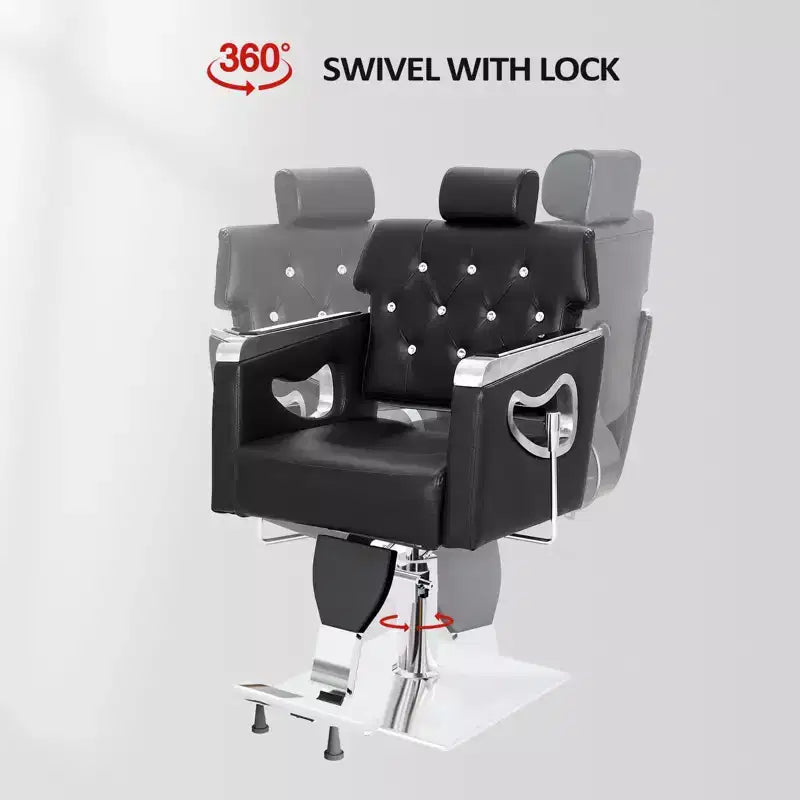 Fauteuil de salon de coiffure inclinable noir/marron, pivotant hydraulique, 1 personne