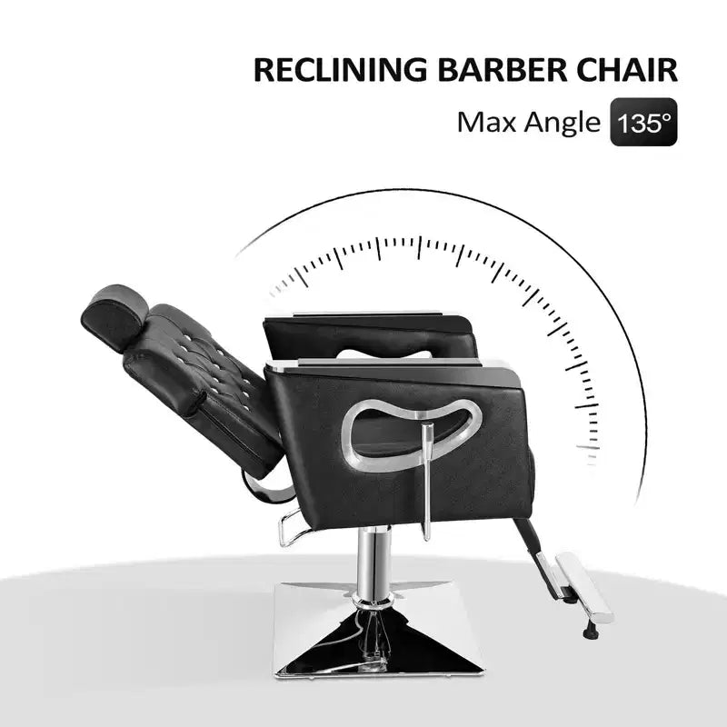 Fauteuil de salon de coiffure inclinable noir/marron, pivotant hydraulique, 1 personne