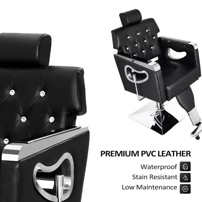 Fauteuil de salon de coiffure inclinable noir/marron, pivotant hydraulique, 1 personne