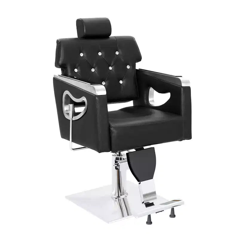 Fauteuil de salon de coiffure inclinable noir/marron, pivotant hydraulique, 1 personne