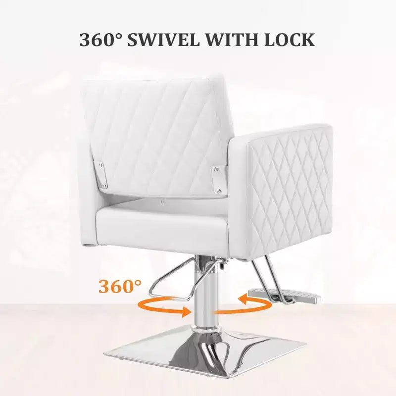 Fauteuil de salon hydraulique marron/blanc à assise large, pivotant, 1 personne