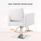 Fauteuil de salon hydraulique marron/blanc à assise large, pivotant, 1 personne