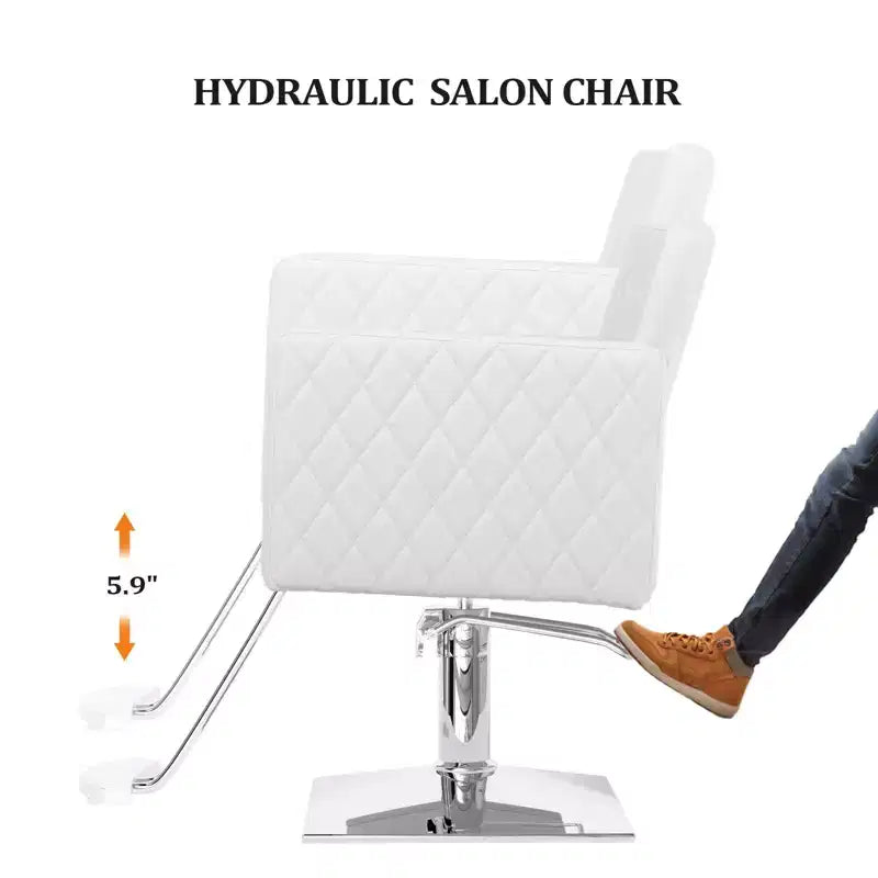 Fauteuil de salon hydraulique marron/blanc à assise large, pivotant, 1 personne