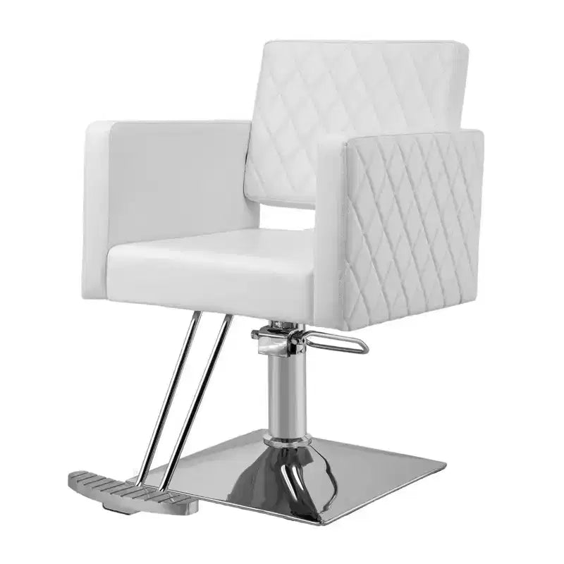 Fauteuil de salon hydraulique marron/blanc à assise large, pivotant, 1 personne