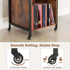 Support de platine vinyle roulant à 3 niveaux marron rustique et noir, pour 1
