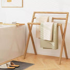 Porte-serviettes mural pliable naturel à 3 barres, 1 personne