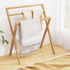 Porte-serviettes mural pliable naturel à 3 barres, 1 personne