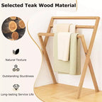 Porte-serviettes mural pliable naturel à 3 barres, 1 personne