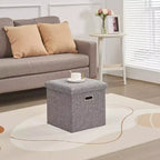 Banc de rangement ottoman en lin marron/gris/vert/beige/rose – 1 personne, 38/48/61/76/109 cm