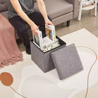 Banc de rangement ottoman en lin marron/gris/vert/beige/rose – 1 personne, 38/48/61/76/109 cm