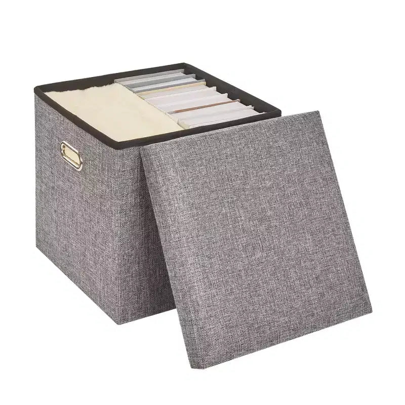 Banc de rangement ottoman en lin marron/gris/vert/beige/rose – 1 personne, 38/48/61/76/109 cm
