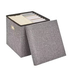 Banc de rangement ottoman en lin marron/gris/vert/beige/rose – 1 personne, 38/48/61/76/109 cm