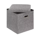 Banc de rangement ottoman en lin marron/gris/vert/beige/rose – 1 personne, 38/48/61/76/109 cm