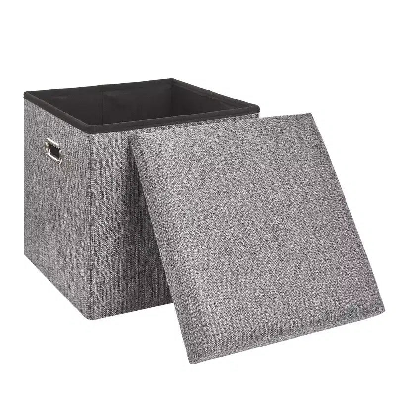 Banc de rangement ottoman en lin marron/gris/vert/beige/rose – 1 personne, 38/48/61/76/109 cm