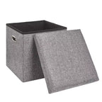 Banc de rangement ottoman en lin marron/gris/vert/beige/rose – 1 personne, 38/48/61/76/109 cm