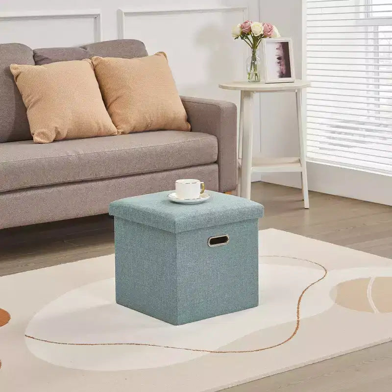 Banc de rangement ottoman en lin marron/gris/vert/beige/rose – 1 personne, 38/48/61/76/109 cm