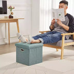 Banc de rangement ottoman en lin marron/gris/vert/beige/rose – 1 personne, 38/48/61/76/109 cm