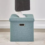 Banc de rangement ottoman en lin marron/gris/vert/beige/rose – 1 personne, 38/48/61/76/109 cm