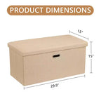 Banc de rangement ottoman en lin marron/gris/vert/beige/rose – 1 personne, 38/48/61/76/109 cm