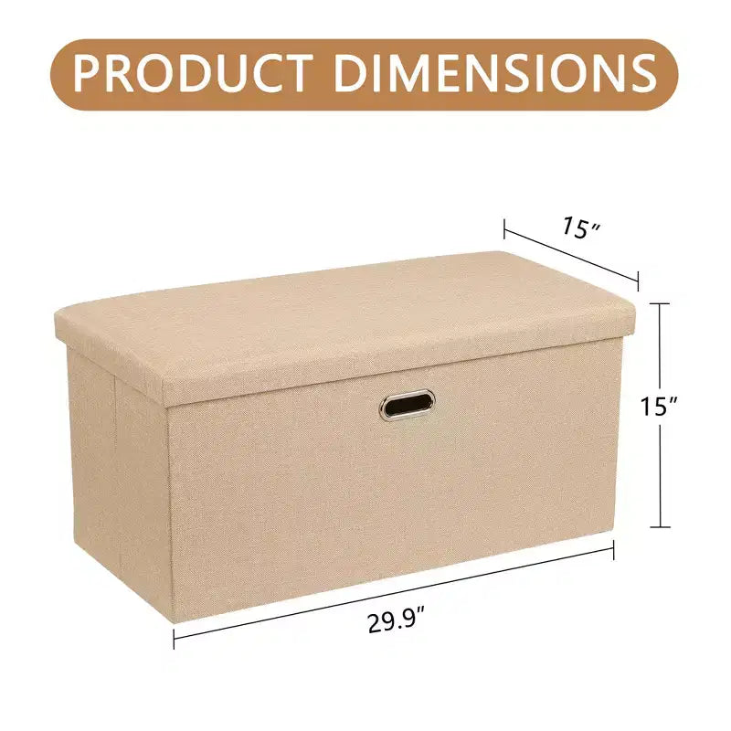 Banc de rangement ottoman en lin marron/gris/vert/beige/rose – 1 personne, 38/48/61/76/109 cm