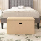 Banc de rangement ottoman en lin marron/gris/vert/beige/rose – 1 personne, 38/48/61/76/109 cm