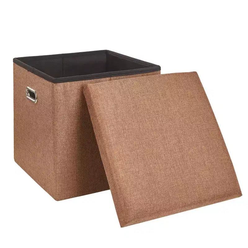 Banc de rangement ottoman en lin marron/gris/vert/beige/rose – 1 personne, 38/48/61/76/109 cm