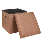 Banc de rangement ottoman en lin marron/gris/vert/beige/rose – 1 personne, 38/48/61/76/109 cm