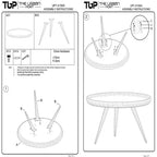 Table basse ronde blanc cassé, 3 pieds, 1 pièce