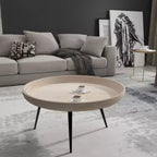 Table basse ronde blanc cassé, 3 pieds, 1 pièce