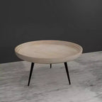 Table basse ronde blanc cassé, 3 pieds, 1 pièce