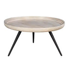 Table basse ronde blanc cassé, 3 pieds, 1 pièce