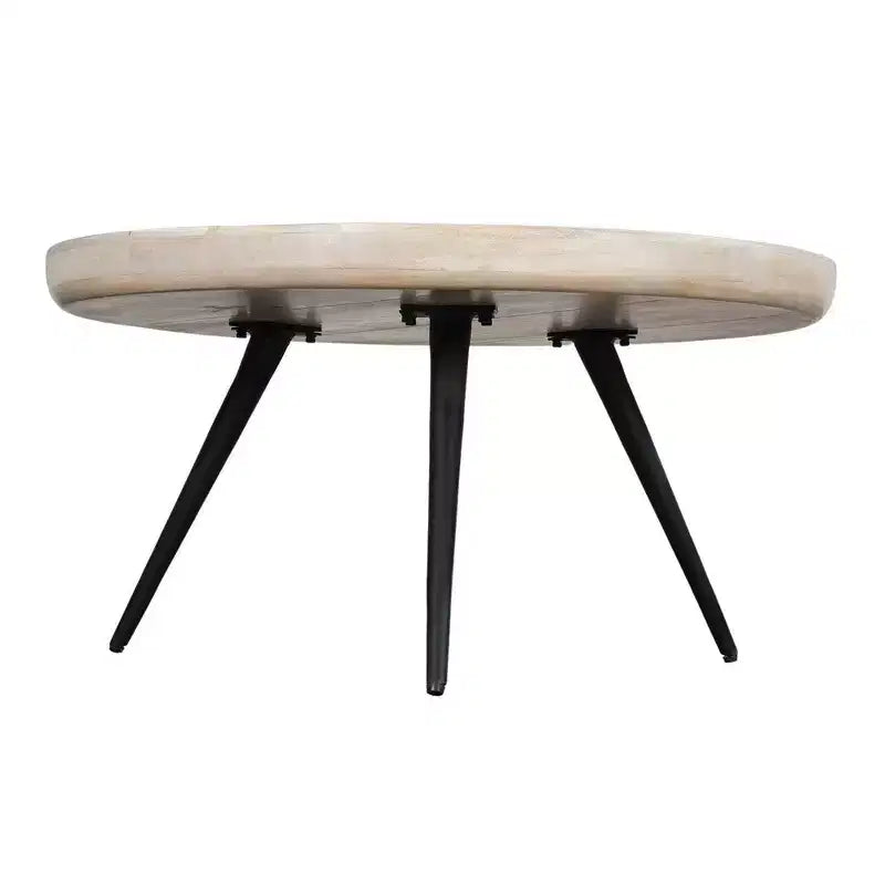 Table basse ronde blanc cassé, 3 pieds, 1 pièce