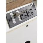 Table de chevet blanche aspect vieilli avec 3 tiroirs et port de charge intégré, 1 personne