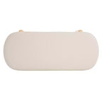 Pouffe de rangement ovale beige/bleu, similicuir et tissu, 2 places