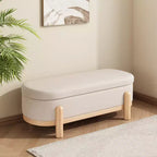 Christopher Knight Home Leroy Modern Upholstered Storage Oval Ottoman with Solid Wood Legs