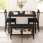 Ensemble de salle à manger rectangulaire noir/marron pour 4 personnes, 2 chaises et un banc