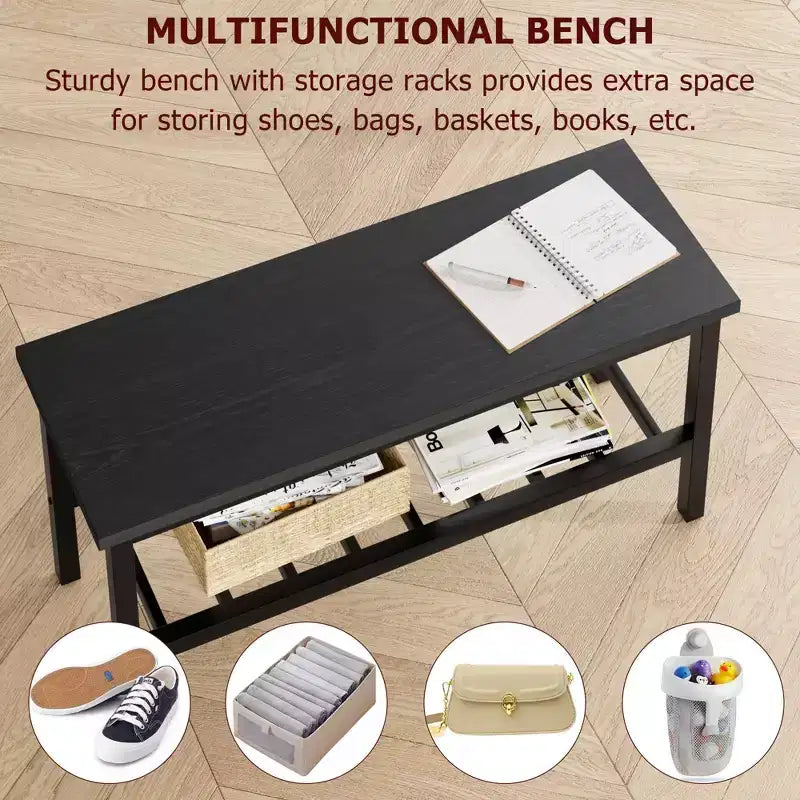 Ensemble de salle à manger rectangulaire noir/marron pour 4 personnes, 2 chaises et un banc
