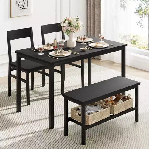 Dining Table Set for 4, Kitchen Table Set with 2 Chairs and Bench, Dining Room Table Sets for Small Space